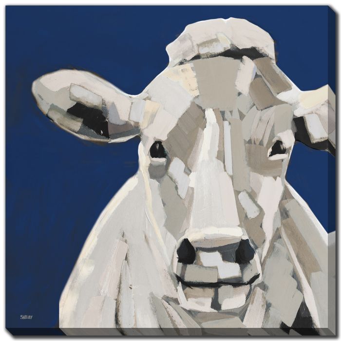 Neutral Cow on Blue