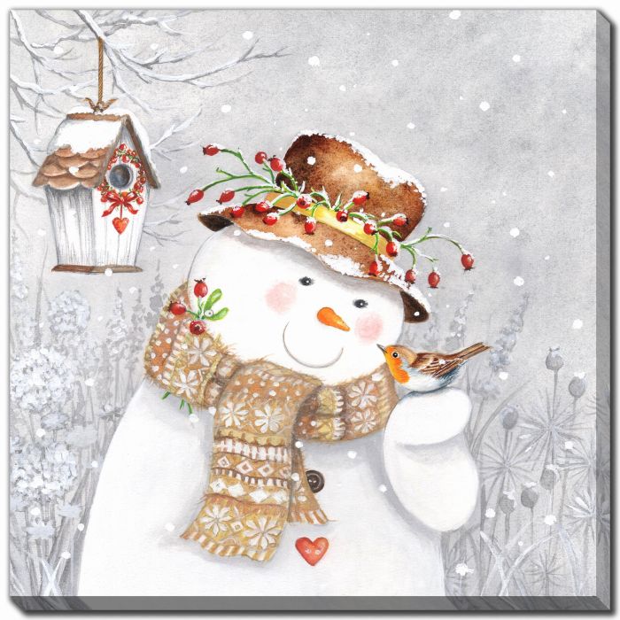 Snowman at Birdhouse