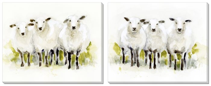 Watercolor Sheep Trio Set of 2