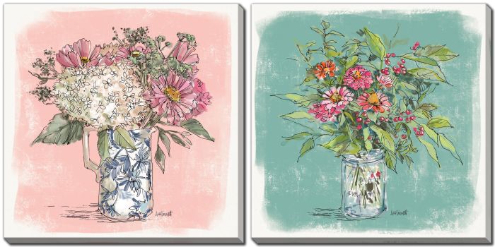 Florals in Pitcher Set of 2