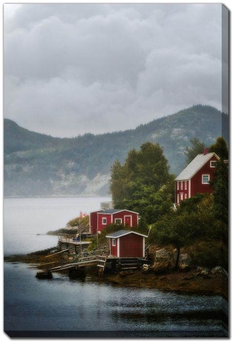 Three Red Structures Harbour Fog