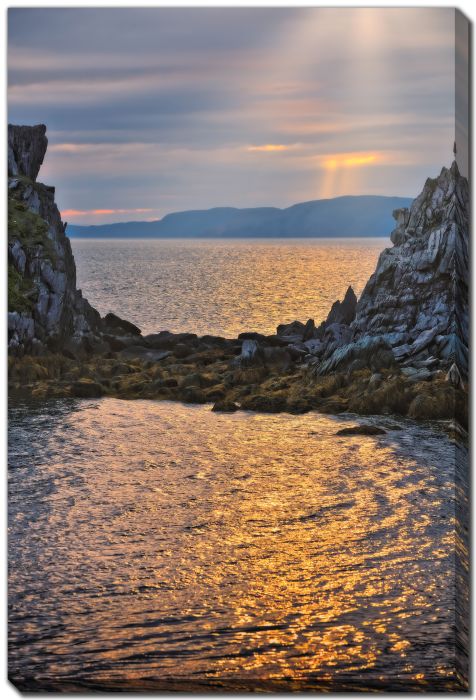 Golden Light Rugged Coastline Harbour
