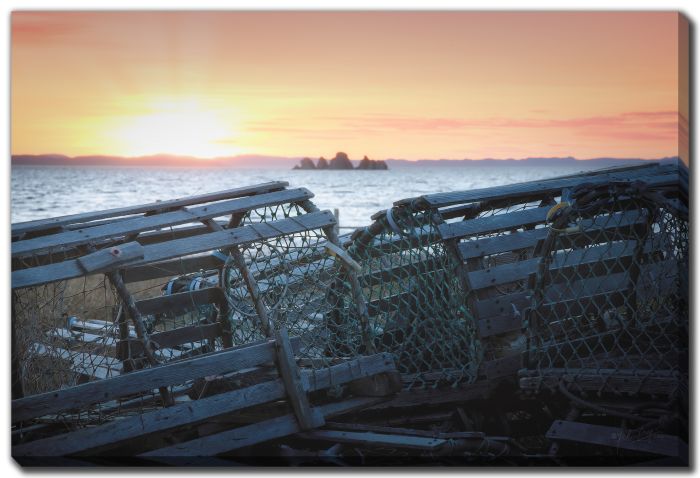 Lobster Pots Sunset Ocean Rock Cluster