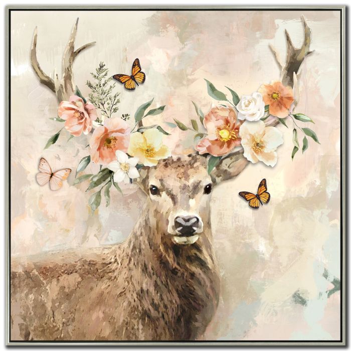 Peach Floral Deer