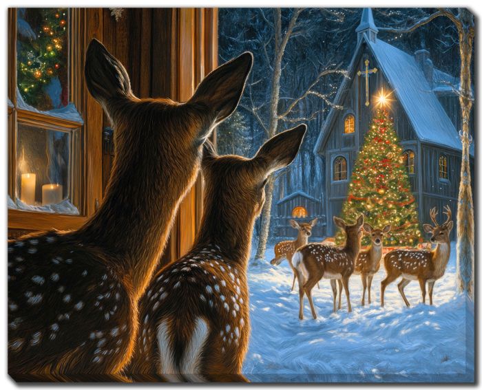 Deer At The Church Christmas