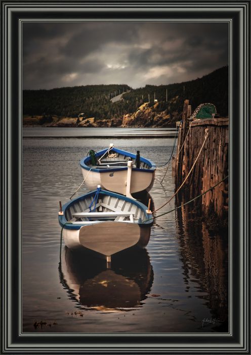 Twin Boats Blue Trim Pot Wharf