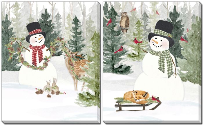 Snowman In The Woods Set Of 2
