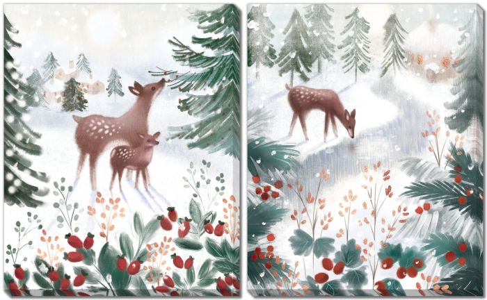 Winter Deers Set Of 2