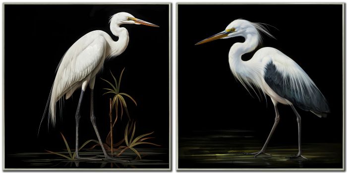 Midnight Heron Set of 2